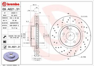 Bremžu diski BREMBO 09.A621.31 1