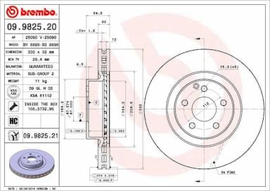 Bremžu diski BREMBO 09.9825.21 1