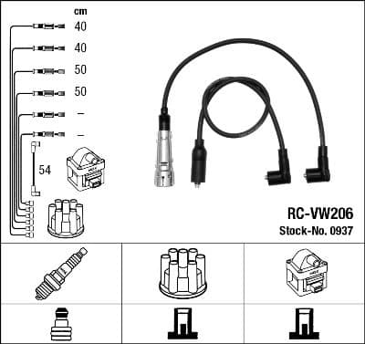 Augstsprieguma vadu komplekts NGK 0937 1