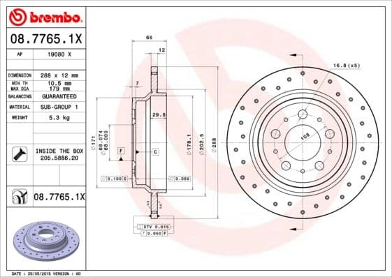 Bremžu diski BREMBO 08.7765.1X 1