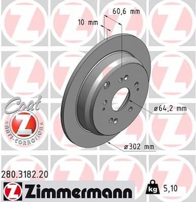 Bremžu diski ZIMMERMANN 280.3182.20 1