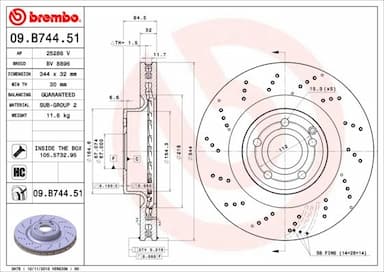 Bremžu diski BREMBO 09.B744.51 1