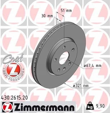 Bremžu diski ZIMMERMANN 430.2615.20 1