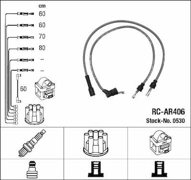 Augstsprieguma vadu komplekts NGK 0530 1