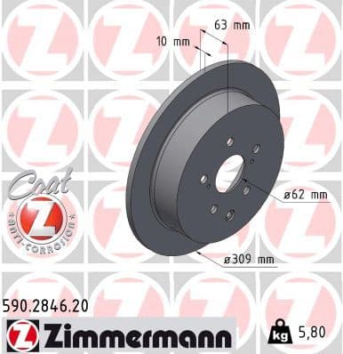 Bremžu diski ZIMMERMANN 590.2846.20 1