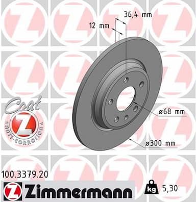 Bremžu diski ZIMMERMANN 100.3379.20 1