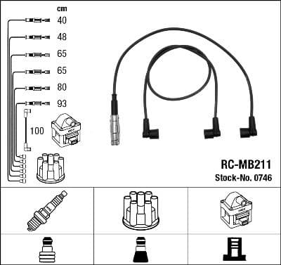 Augstsprieguma vadu komplekts NGK 0746 1