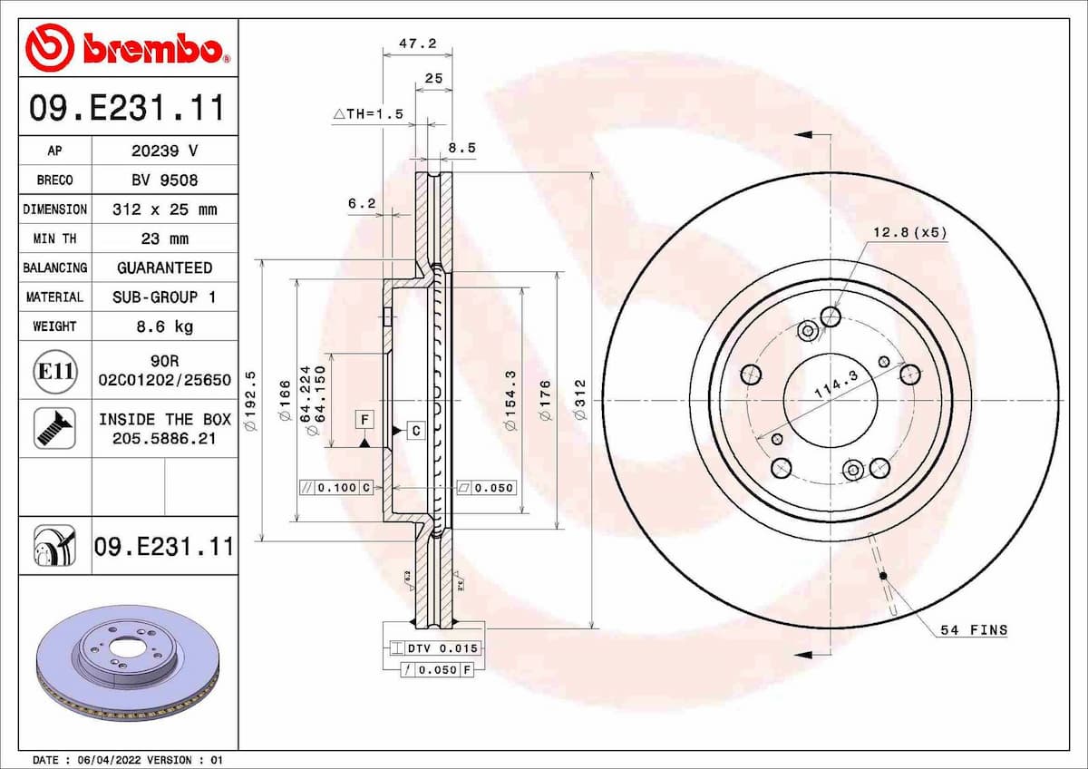 Bremžu diski BREMBO 09.E231.11 1