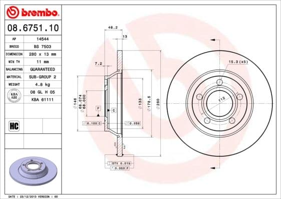 Bremžu diski BREMBO 08.6751.10 1