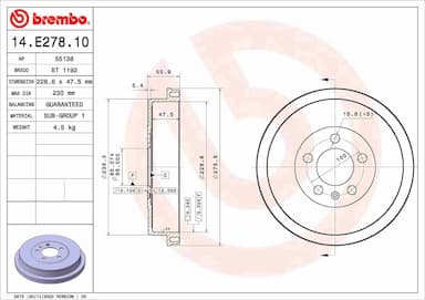 Bremžu trumulis BREMBO 14.E278.10 1