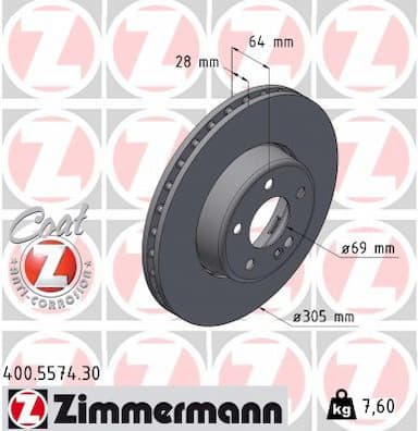 Bremžu diski ZIMMERMANN 400.5574.30 1