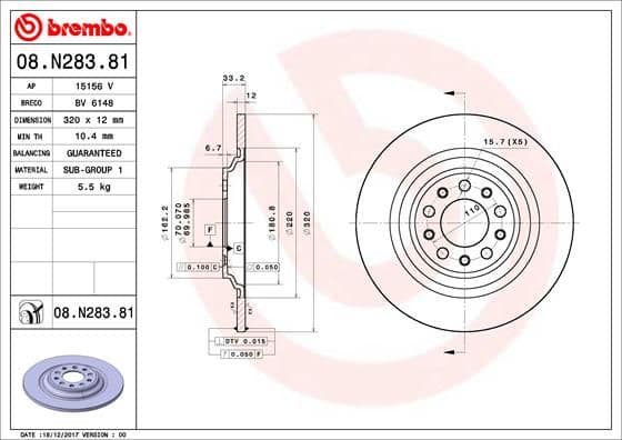 Bremžu diski BREMBO 08.N283.81 1