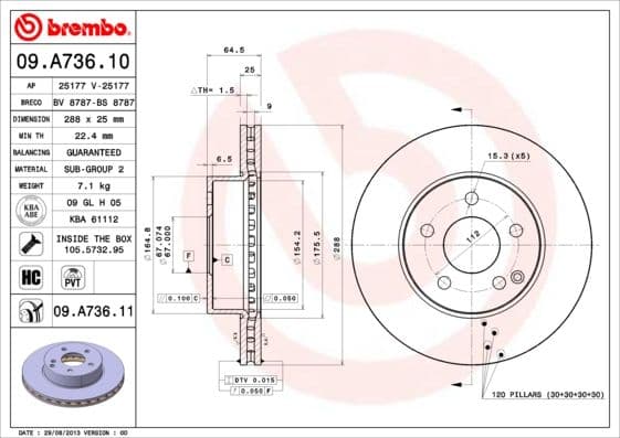 Bremžu diski BREMBO 09.A736.11 1