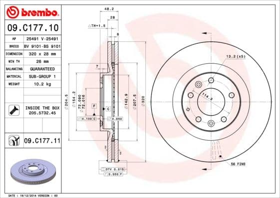 Bremžu diski BREMBO 09.C177.11 1