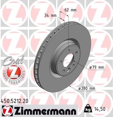 Bremžu diski ZIMMERMANN 450.5212.20 1