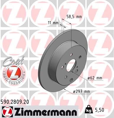 Bremžu diski ZIMMERMANN 590.2809.20 1