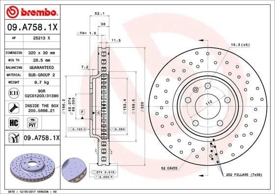 Bremžu diski BREMBO 09.A758.1X 1