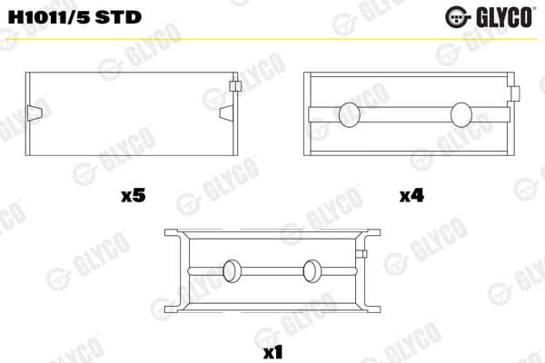 Kloķvārpstas gultnis GLYCO H1011/5 STD 1