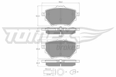 Bremžu uzliku kompl., Disku bremzes TOMEX Brakes TX 18-36 1