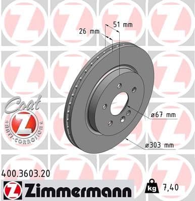 Bremžu diski ZIMMERMANN 400.3603.20 1