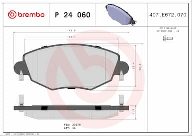 Bremžu uzliku kompl., Disku bremzes BREMBO P 24 060 1