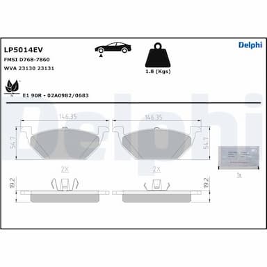 Bremžu uzliku kompl., Disku bremzes DELPHI LP5014EV 1