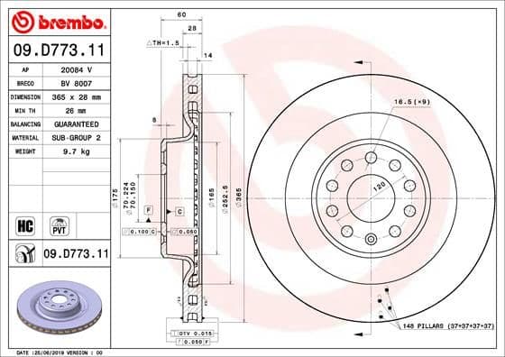 Bremžu diski BREMBO 09.D773.11 1