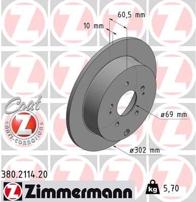 Bremžu diski ZIMMERMANN 380.2114.20 1