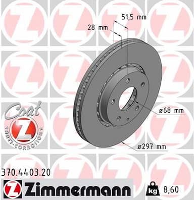 Bremžu diski ZIMMERMANN 370.4403.20 1