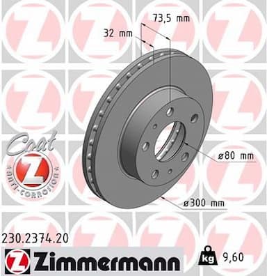 Bremžu diski ZIMMERMANN 230.2374.20 1