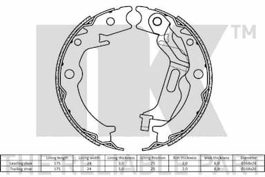 Bremžu loku kompl., Stāvbremze NK 2736785 2