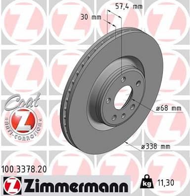 Bremžu diski ZIMMERMANN 100.3378.20 1