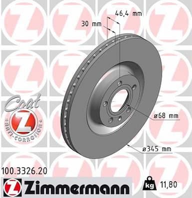 Bremžu diski ZIMMERMANN 100.3326.20 1