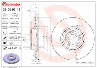 Bremžu diski BREMBO 09.D980.11 1