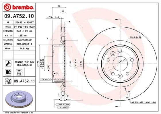 Bremžu diski BREMBO 09.A752.11 1