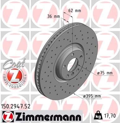 Bremžu diski ZIMMERMANN 150.2947.52 1