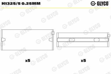 Kloķvārpstas gultnis GLYCO H1325/5 0.25mm 1