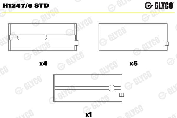 Kloķvārpstas gultnis GLYCO H1247/5 STD 1