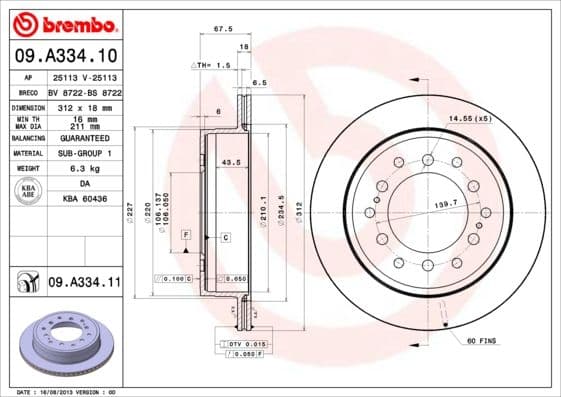 Bremžu diski BREMBO 09.A334.11 1