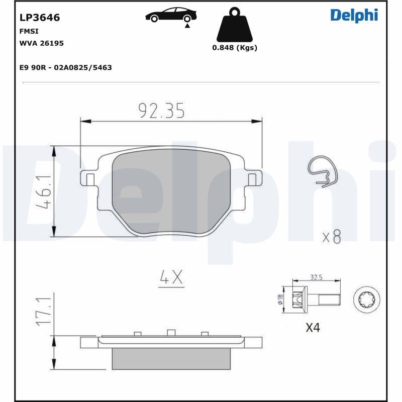 Bremžu uzliku kompl., Disku bremzes DELPHI LP3646 1