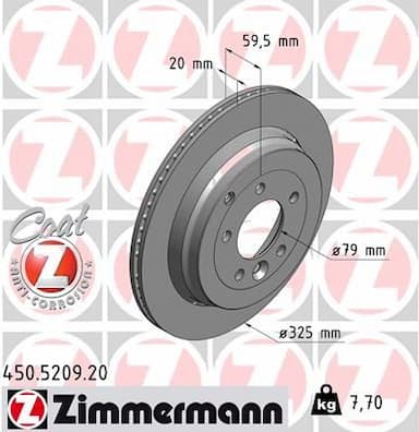 Bremžu diski ZIMMERMANN 450.5209.20 1