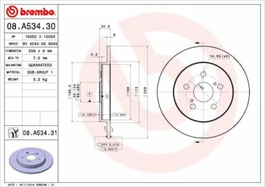 Bremžu diski BREMBO 08.A534.31 1