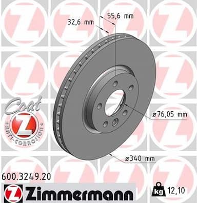 Bremžu diski ZIMMERMANN 600.3249.20 1