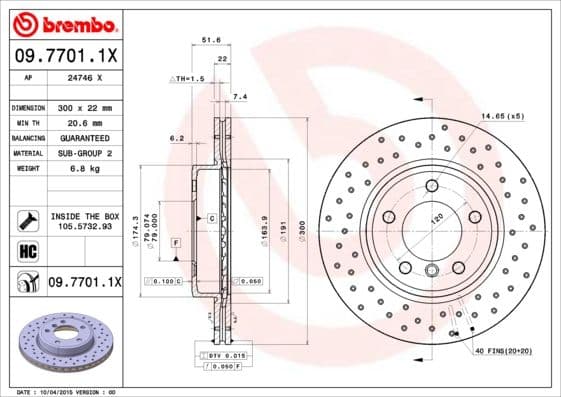 Bremžu diski BREMBO 09.7701.1X 1