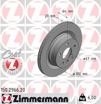 Bremžu diski ZIMMERMANN 150.2966.20 1