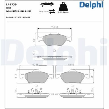 Bremžu uzliku kompl., Disku bremzes DELPHI LP3739 1