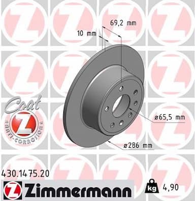 Bremžu diski ZIMMERMANN 430.1475.20 1