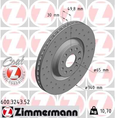 Bremžu diski ZIMMERMANN 600.3243.52 1