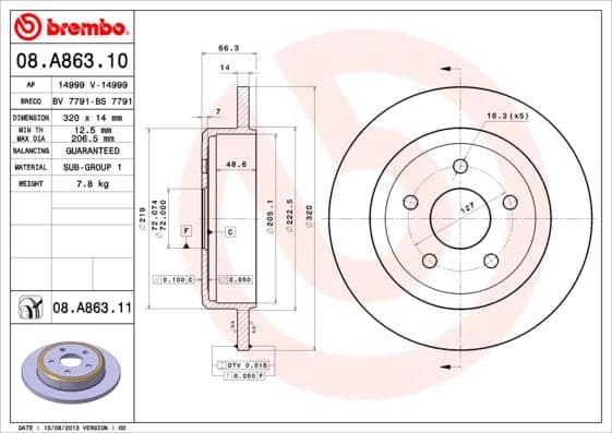 Bremžu diski BREMBO 08.A863.11 1