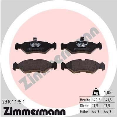 Bremžu uzliku kompl., Disku bremzes ZIMMERMANN 23101.175.1 1